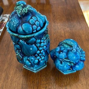 Inarco Japan Blue Mood Indigo blue fruit canister and sugar dish